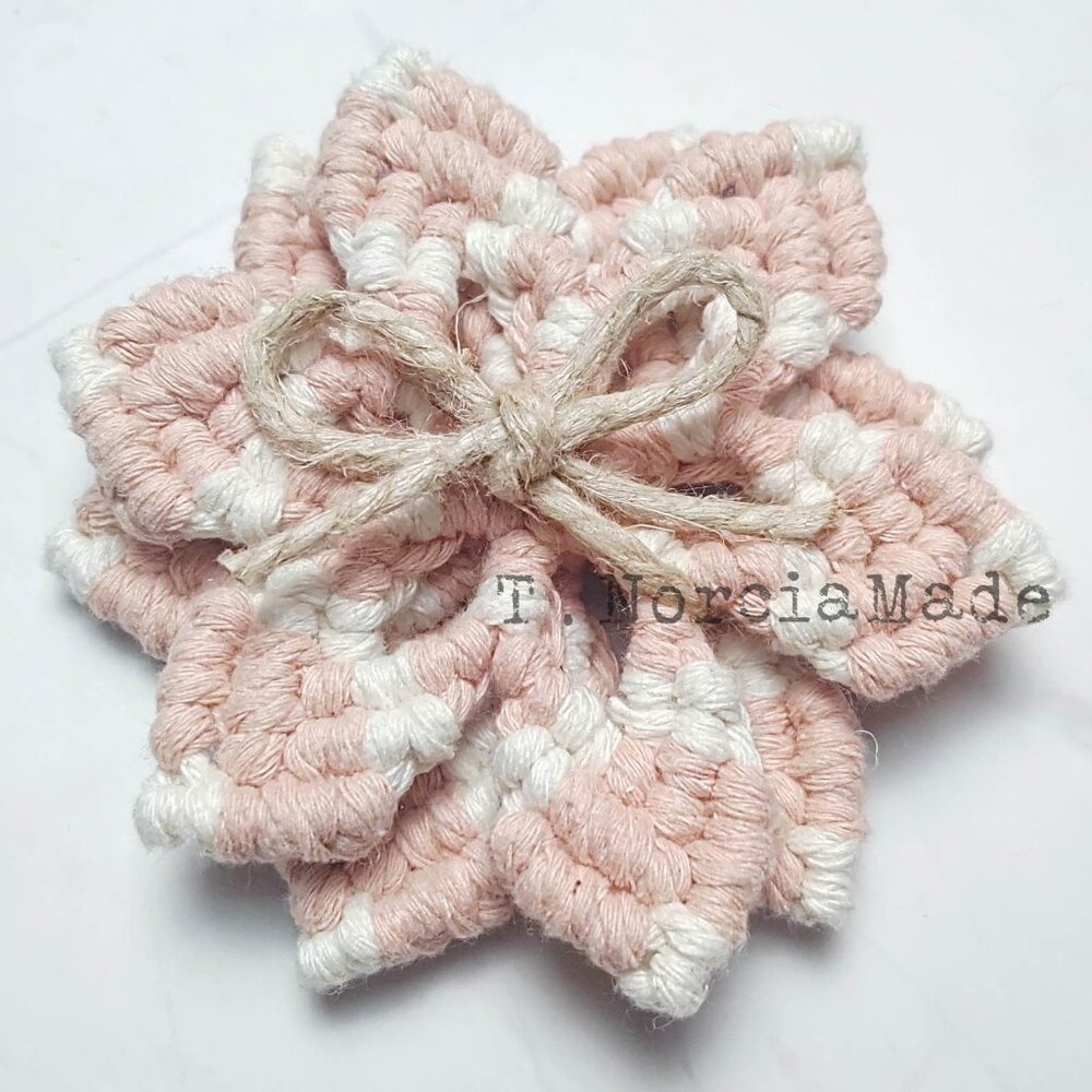 Strawberry Crunch Macrame Coaster SINGLE: 1pc